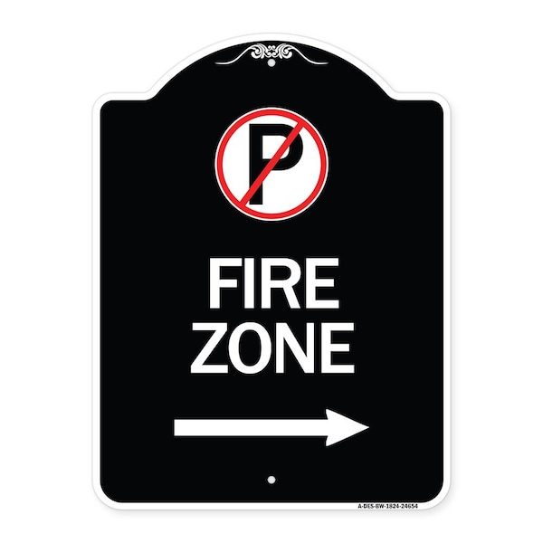 Signmission No Parking Symbol and Right Arrow Heavy-Gauge Aluminum Architectural Sign, 24" x 18", BW-1824-24654 A-DES-BW-1824-24654 - main